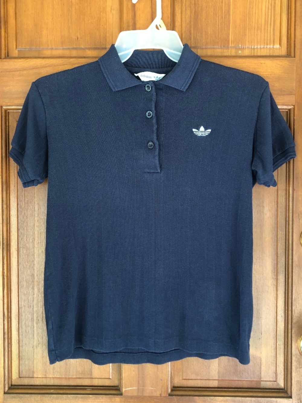 VTG 70s 80s Adidas Originals Navy Blue Polo Shirt - White Trefoil Logo Men's Lar